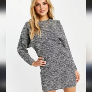 NWT MNG Mango Black & White Textured Long Sleeve Dress